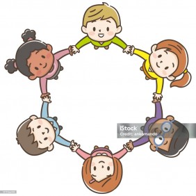 The world's children in a circle white background